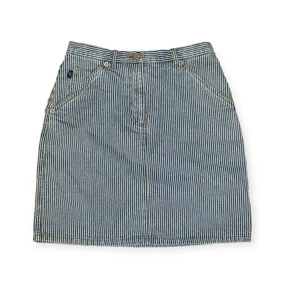 Ralph Lauren Jeans Co Womens 4P Blue Pinstripe Striped Jean Denim A Line Skirt